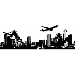 Sticker Ville de Miami avec avions