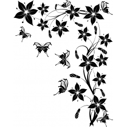 Sticker Plante grimpante et papillons
