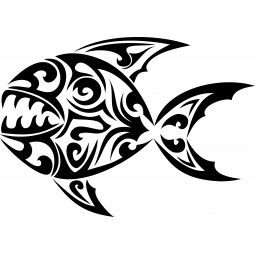 Sticker Piranha tribal FLUO
