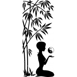 Sticker femme zen sous les bambous